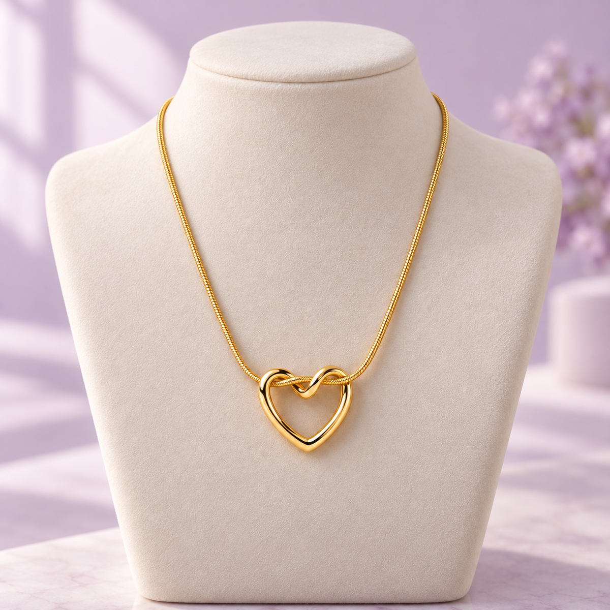 Golden Heart Loop Necklace