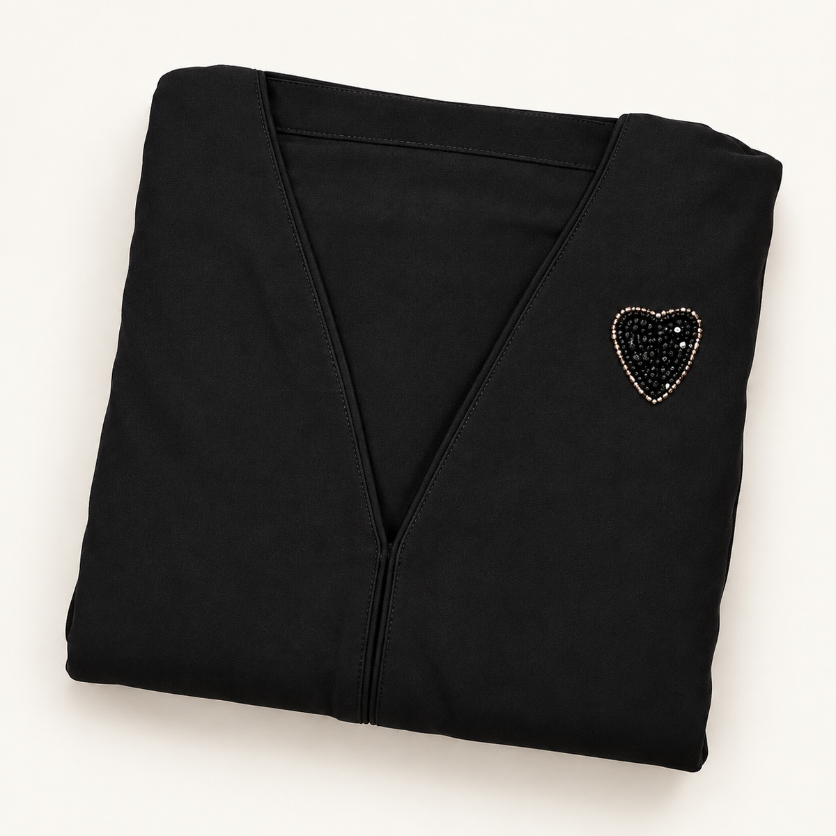 Heart Shape Handwork Front Open Abaya with Free Dupatta