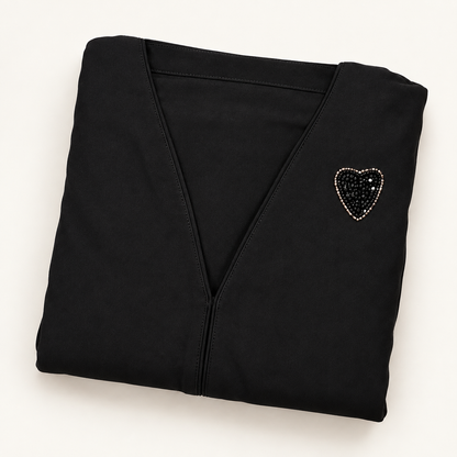 Heart Shape Handwork Front Open Abaya with Free Dupatta