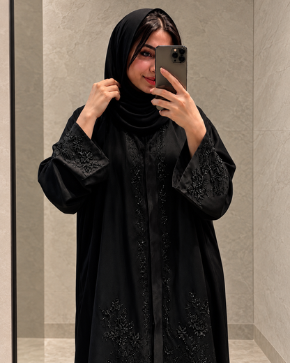 Imported TikTok Fabric Handwork Burqa with Black Dupatta