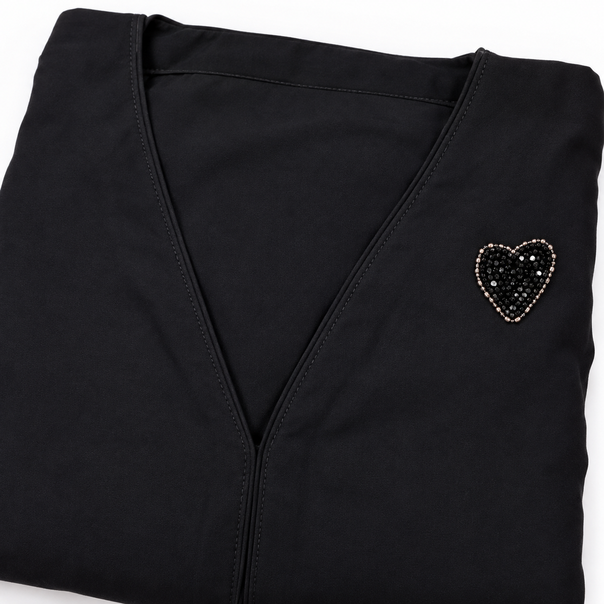 Heart Shape Handwork Front Open Abaya with Free Dupatta