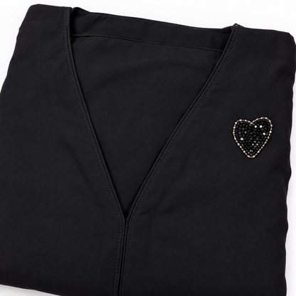 Heart Shape Handwork Front Open Abaya with Free Dupatta