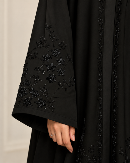 Imported TikTok Fabric Handwork Burqa with Black Dupatta