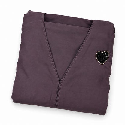 Heart Shape Handwork Front Open Abaya with Free Dupatta