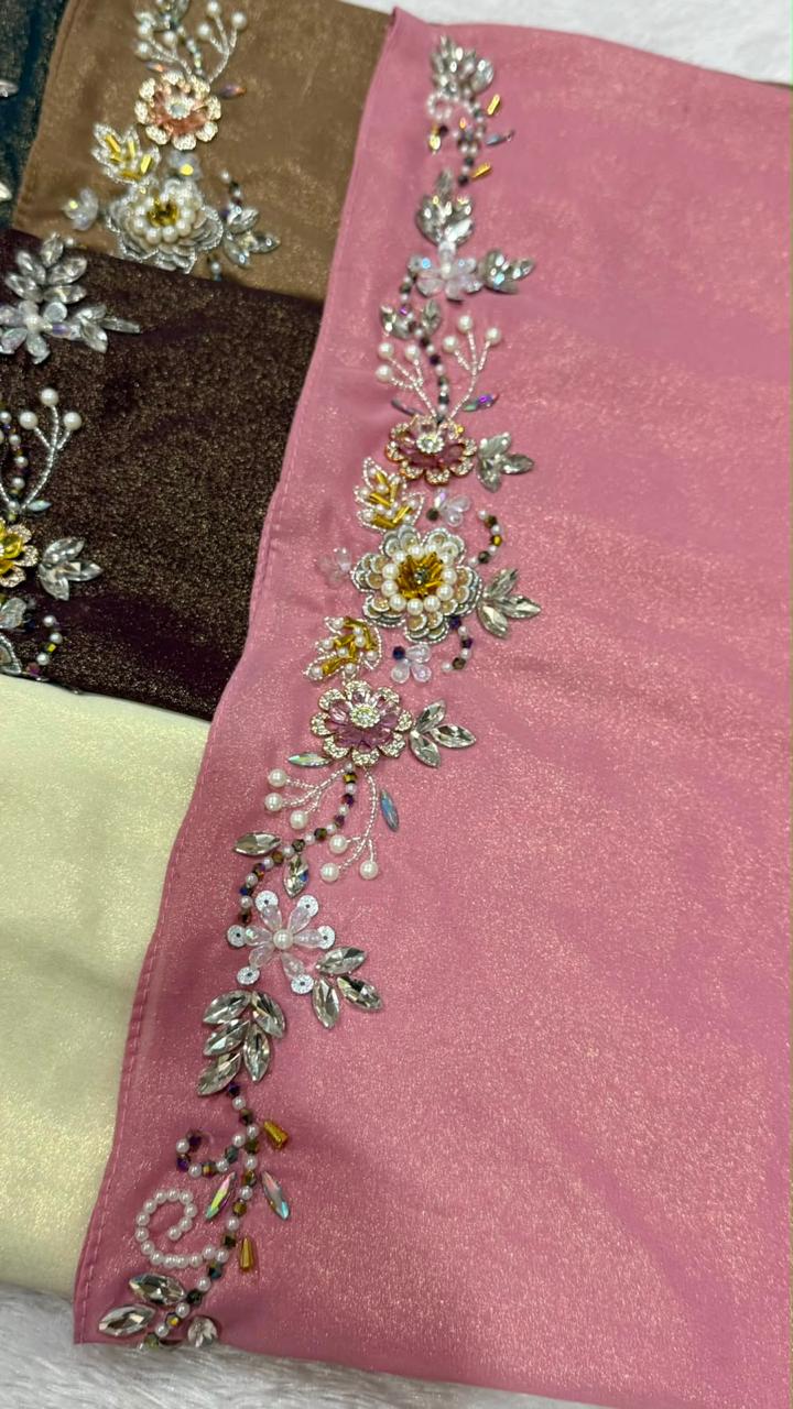 Floral Embellished Shimmer Hijab