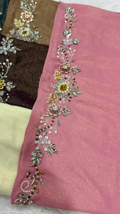 Floral Embellished Shimmer Hijab