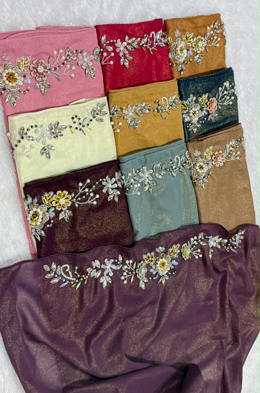 Floral Embellished Shimmer Hijab