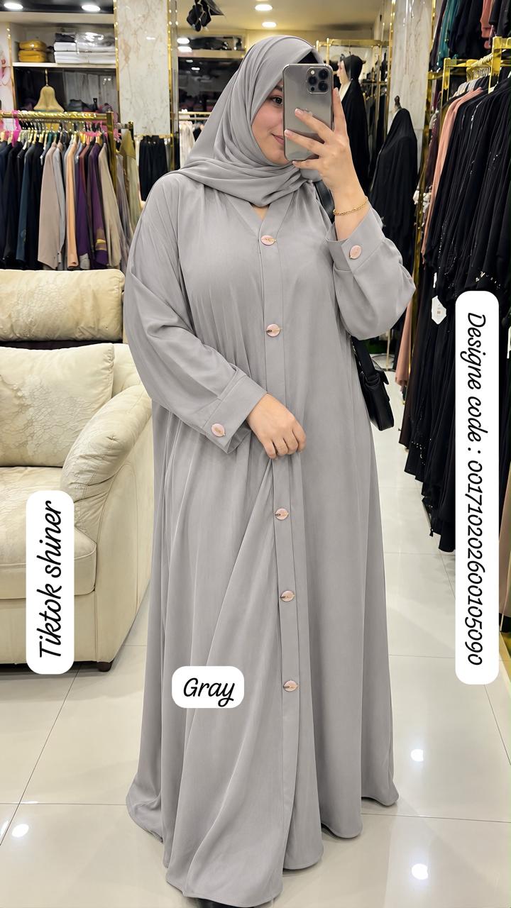 Premium TikTok Shiner Front Open Abaya with Matching Dupatta