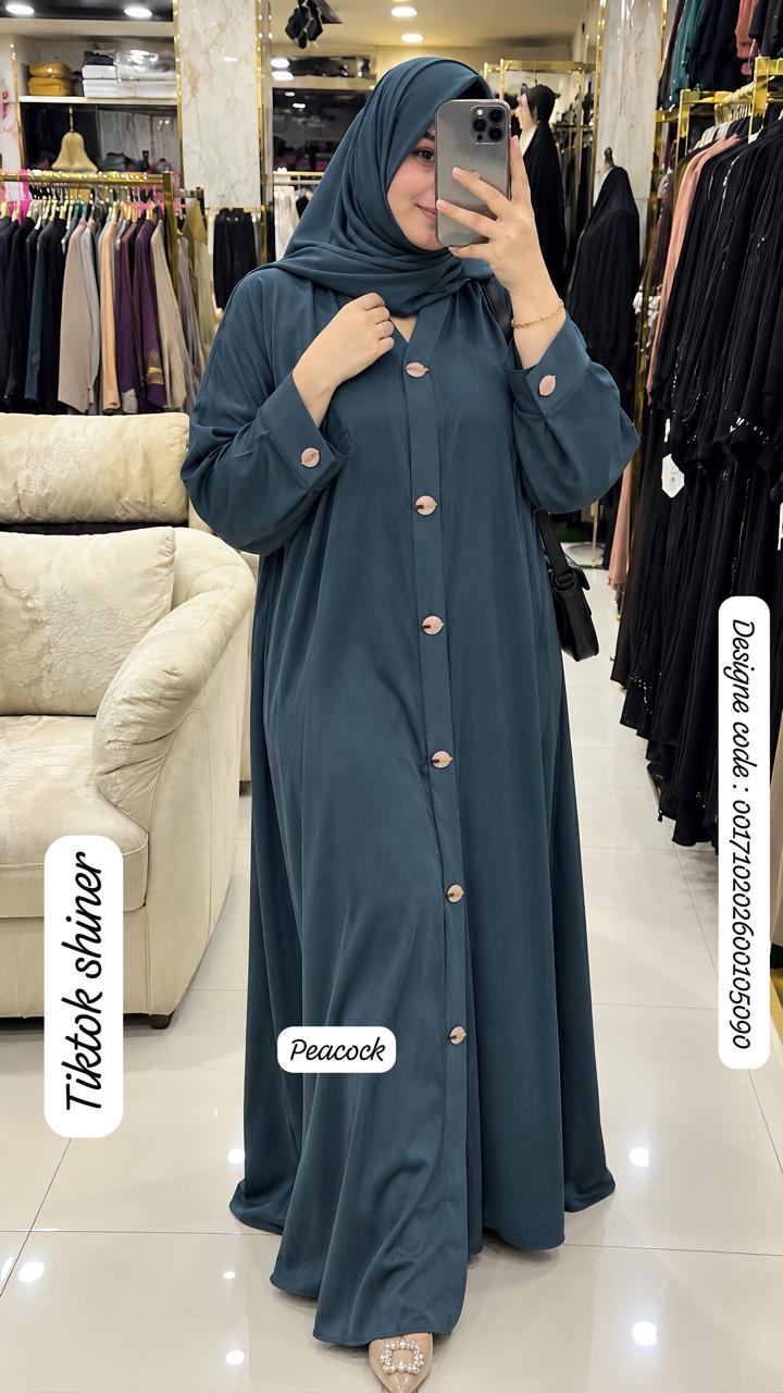 Premium TikTok Shiner Front Open Abaya with Matching Dupatta