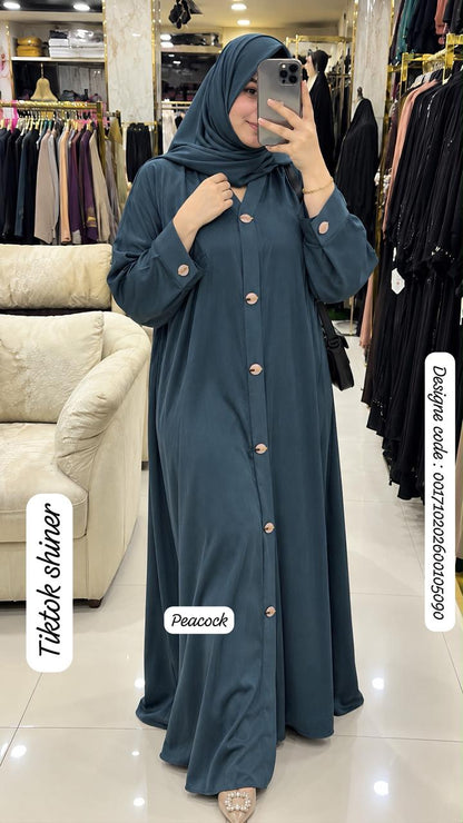 Premium TikTok Shiner Front Open Abaya with Matching Dupatta