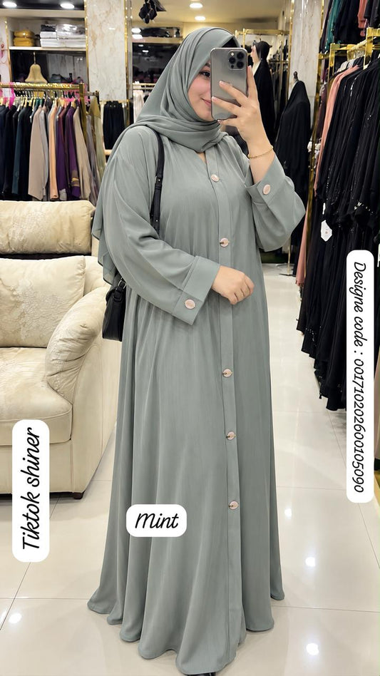 Premium TikTok Shiner Front Open Abaya with Matching Dupatta