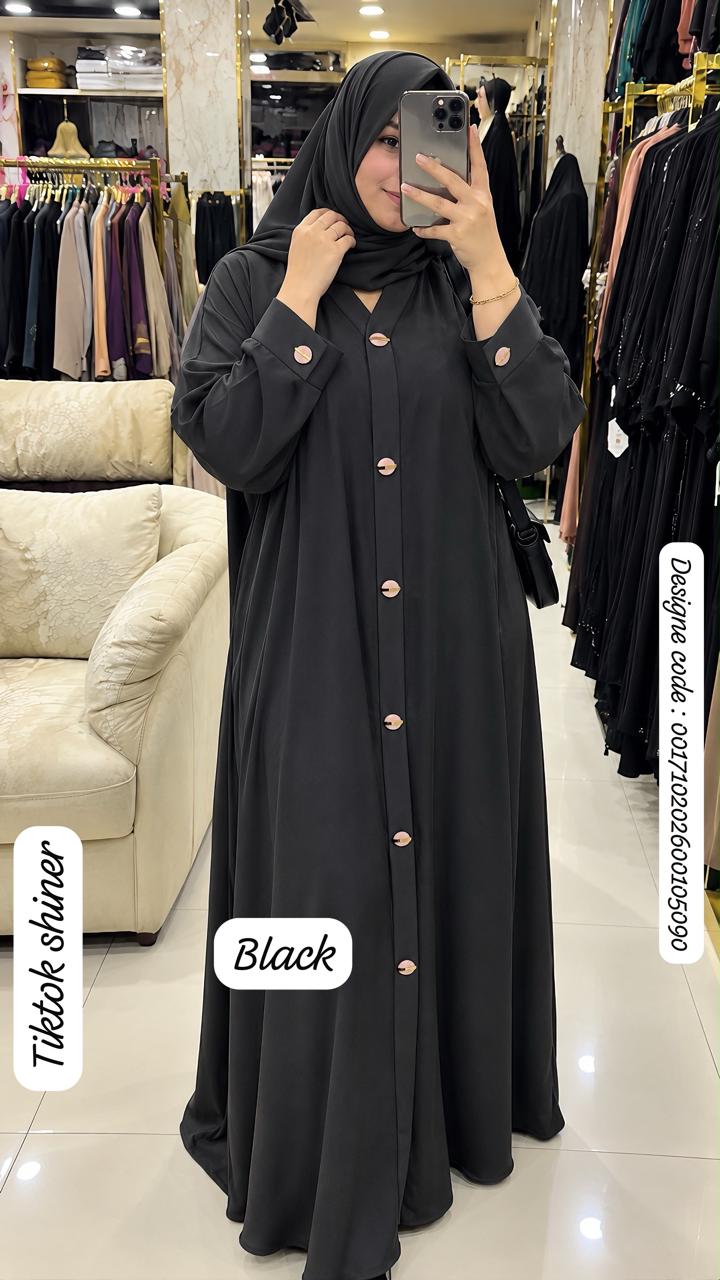 Premium TikTok Shiner Front Open Abaya with Matching Dupatta