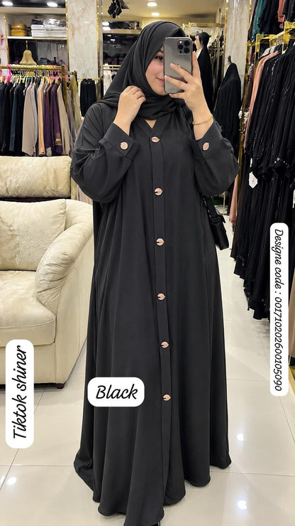 Premium TikTok Shiner Front Open Abaya with Matching Dupatta