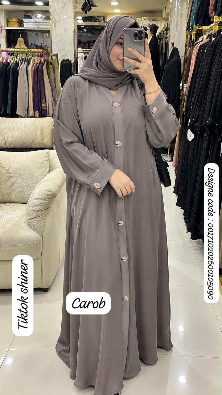 Premium TikTok Shiner Front Open Abaya with Matching Dupatta