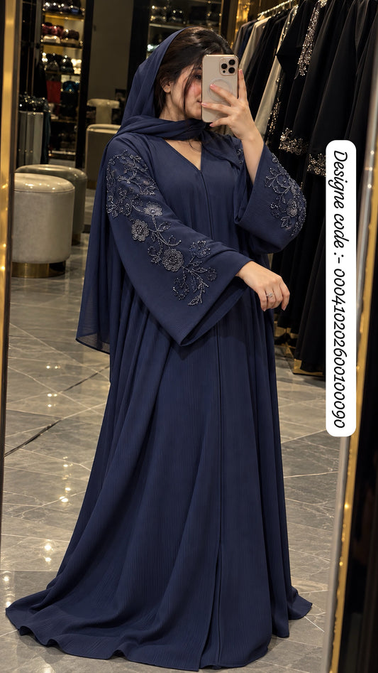 Imported Zoom Shoulder-to-Sleeve Handwork Abaya with Matching Dupatta