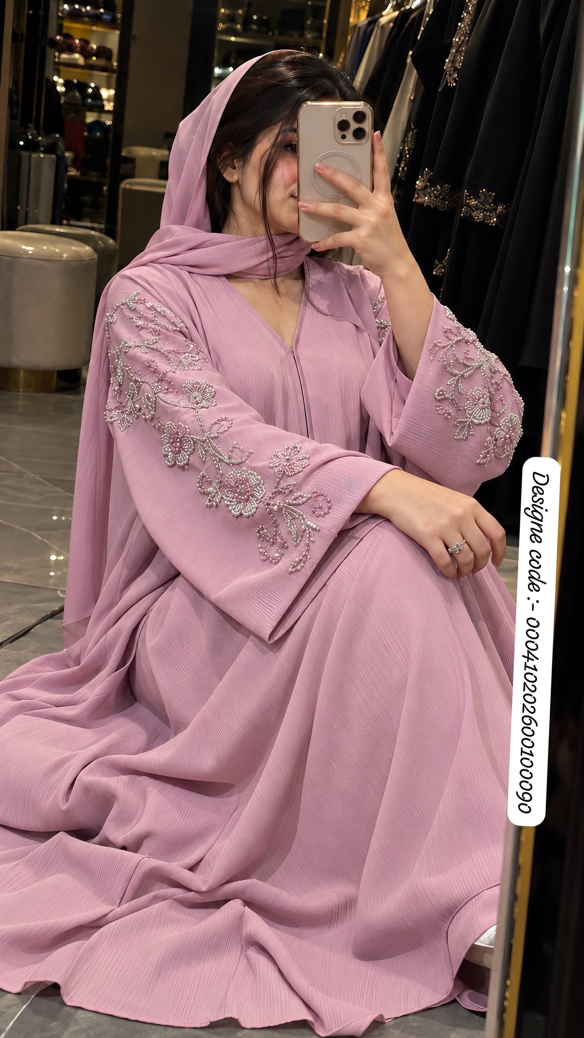 Imported Zoom Shoulder-to-Sleeve Handwork Abaya with Matching Dupatta