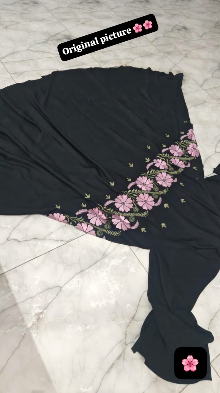Floral Embroidery Umbrella Burkha with Dupatta