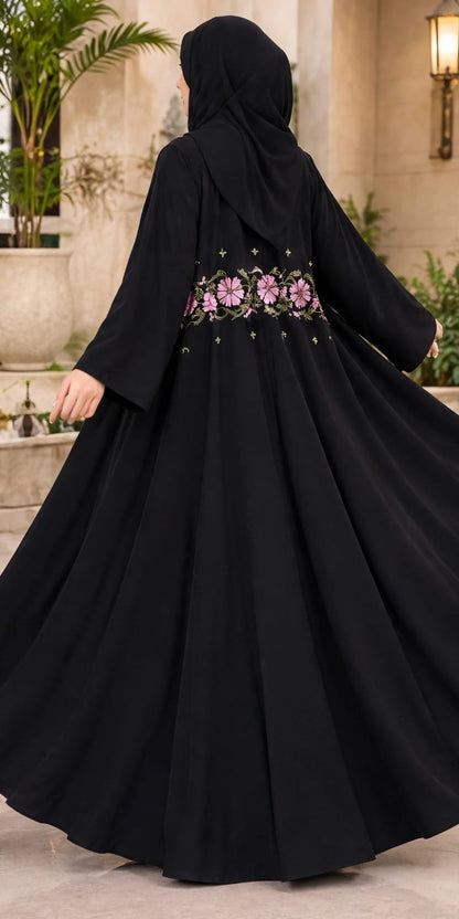Floral Embroidery Umbrella Burkha with Dupatta