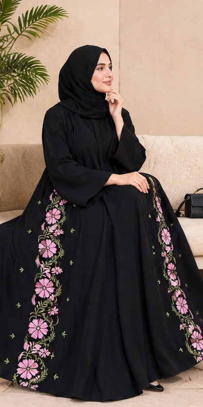 Floral Embroidery Umbrella Burkha with Dupatta
