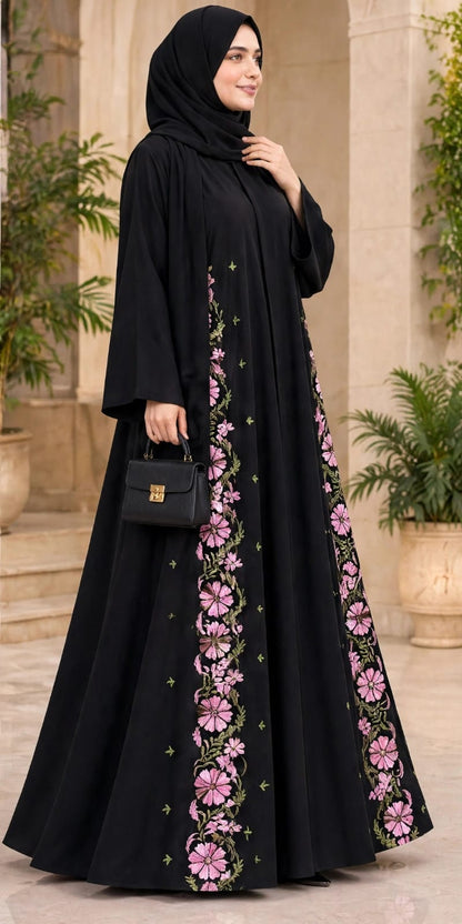 Floral Embroidery Umbrella Burkha with Dupatta