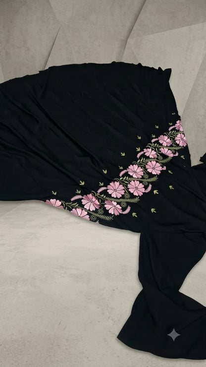 Floral Embroidery Umbrella Burkha with Dupatta