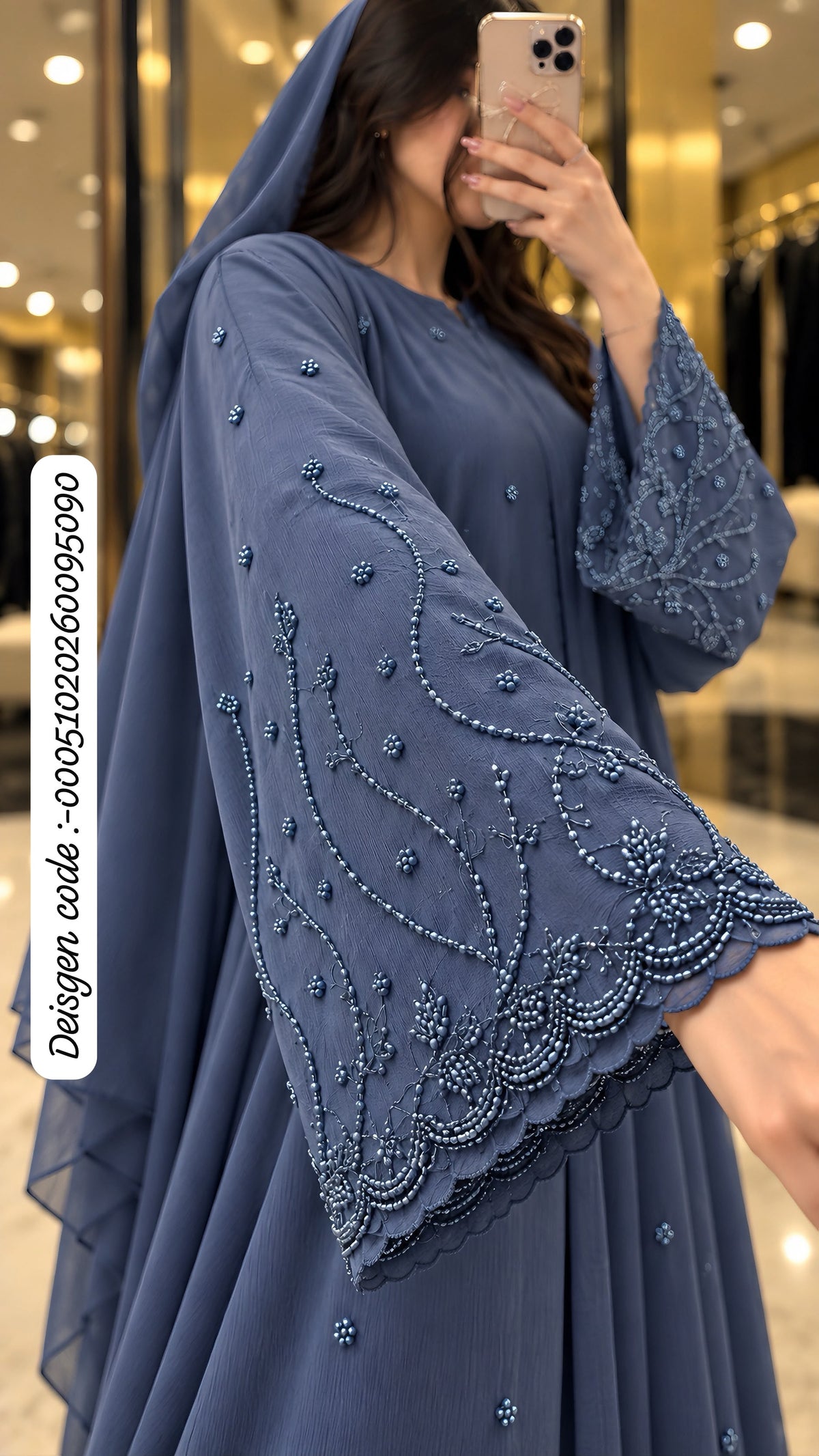 Imported Zoom Laser Cutwork Handwork Abaya with Black Dupatta