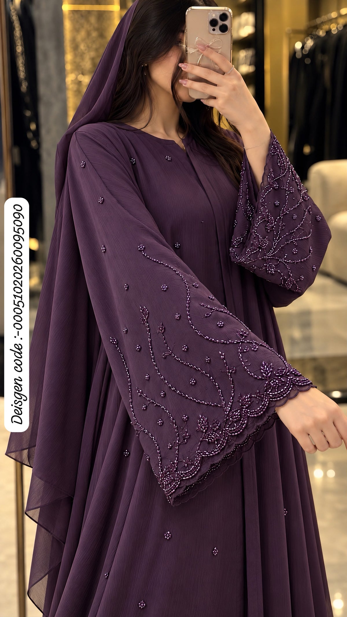 Imported Zoom Laser Cutwork Handwork Abaya with Black Dupatta