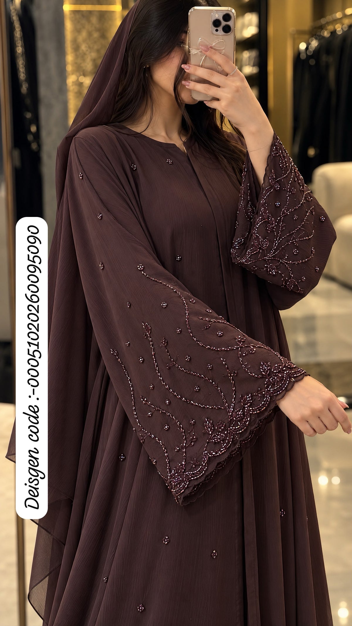 Imported Zoom Laser Cutwork Handwork Abaya with Black Dupatta