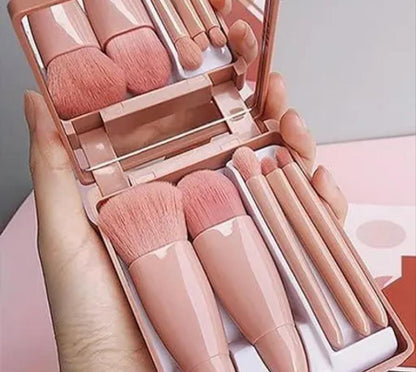 Portable Makeup Brush Set with Mirror Box