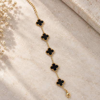 Black Clover Chain Bracelet - styled view 2 - House of Zainab