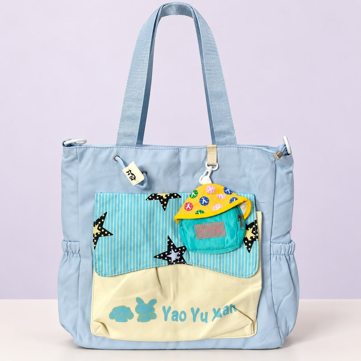 Imported Everyday Tote Handbag - Sky Blue Star Pocket - House of Zainab