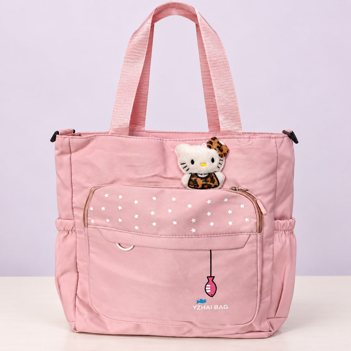 Imported Everyday Tote Handbag - Pink Cat Charm - House of Zainab