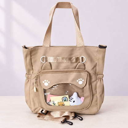 Imported Everyday Tote Handbag - Beige Clear Pocket - House of Zainab
