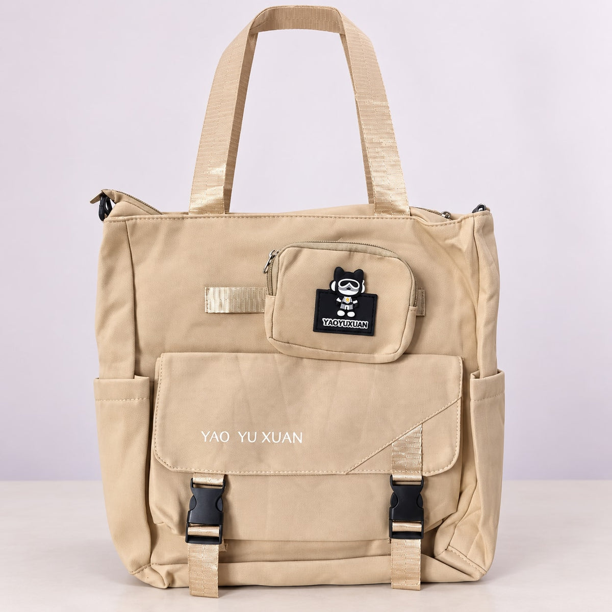 Imported Everyday Tote Handbag - Beige Buckle Mini Pouch - House of Zainab