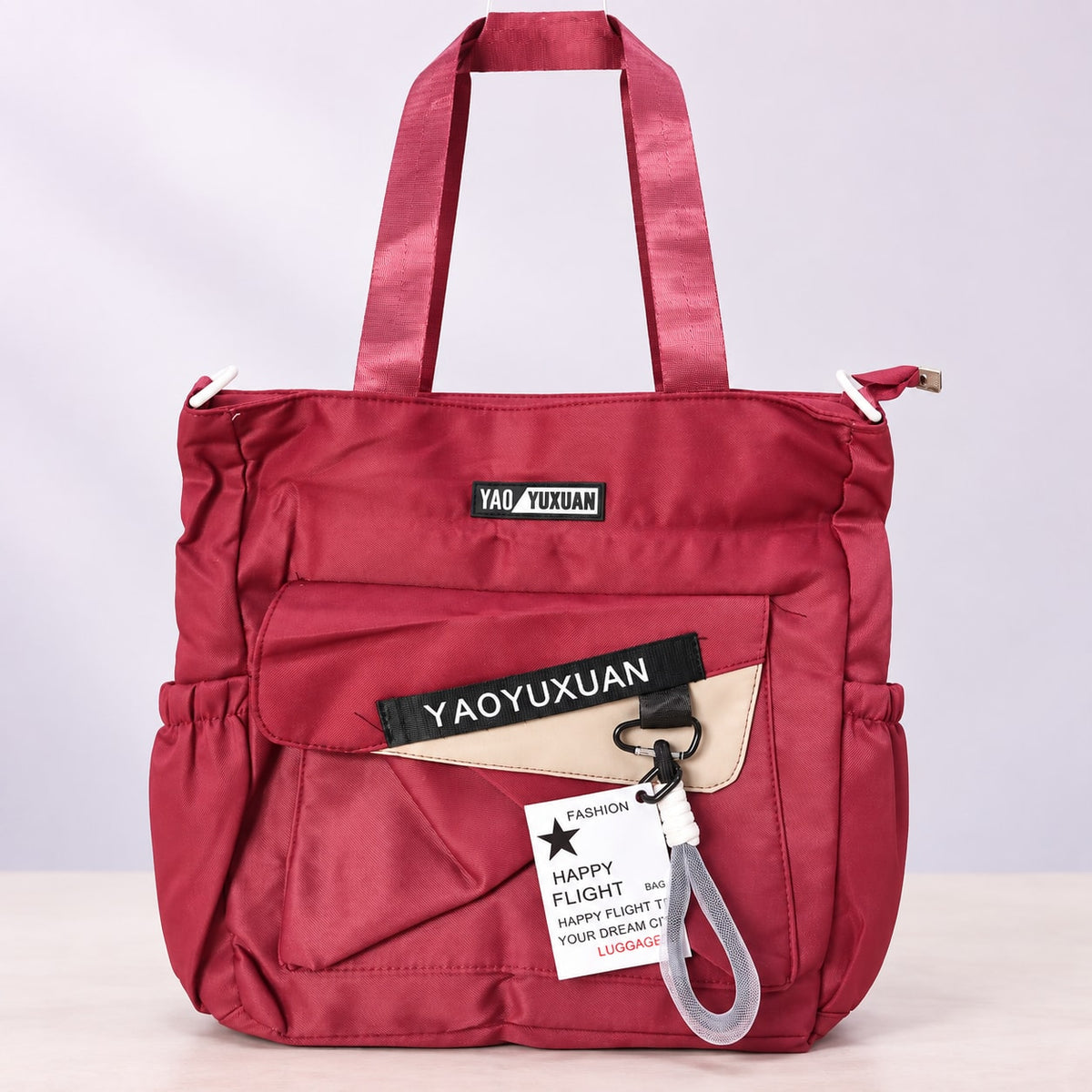 Imported Everyday Tote Handbag - Burgundy Envelope Pocket - House of Zainab