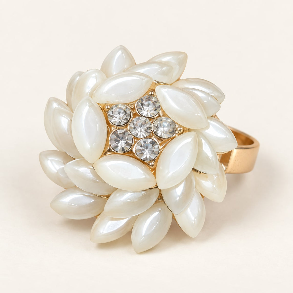 Ivory Petal Statement Ring - product display - House of Zainab