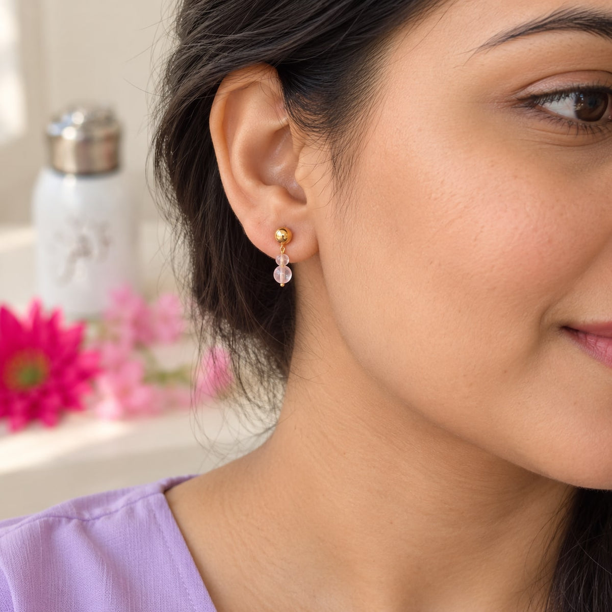 Pastel Glow Drop Earrings - styled model view - House of Zainab