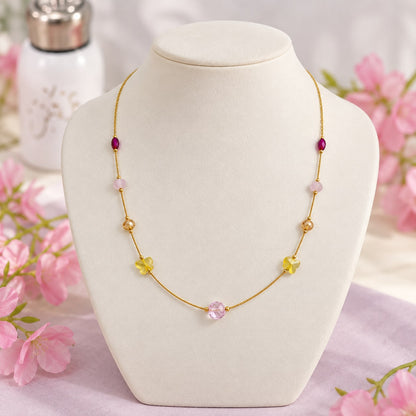 Pastel Glow Beaded Necklace - product display - House of Zainab