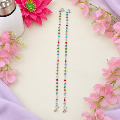 Rainbow Beaded Payal Pair - product display - House of Zainab