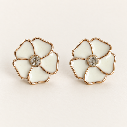 Ivory Petal Stud Earrings - styled view 1 - House of Zainab