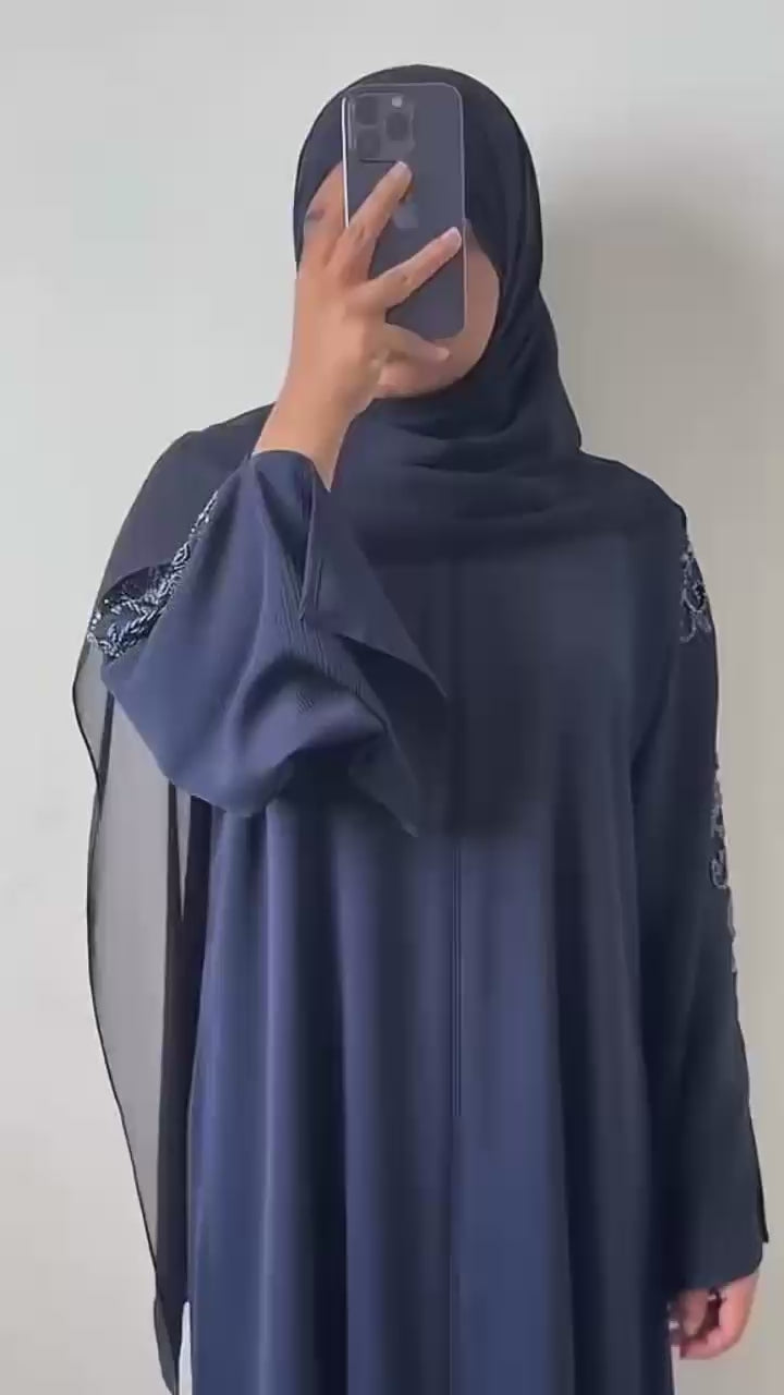 Imported Zoom Shoulder-to-Sleeve Handwork Abaya with Matching Dupatta