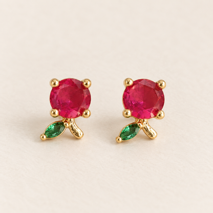 Red Bloom Stud Earrings - styled view 1 - House of Zainab