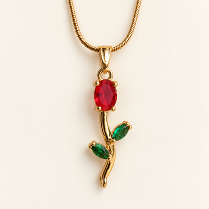 Rose Stem Pendant Necklace - styled view 2 - House of Zainab