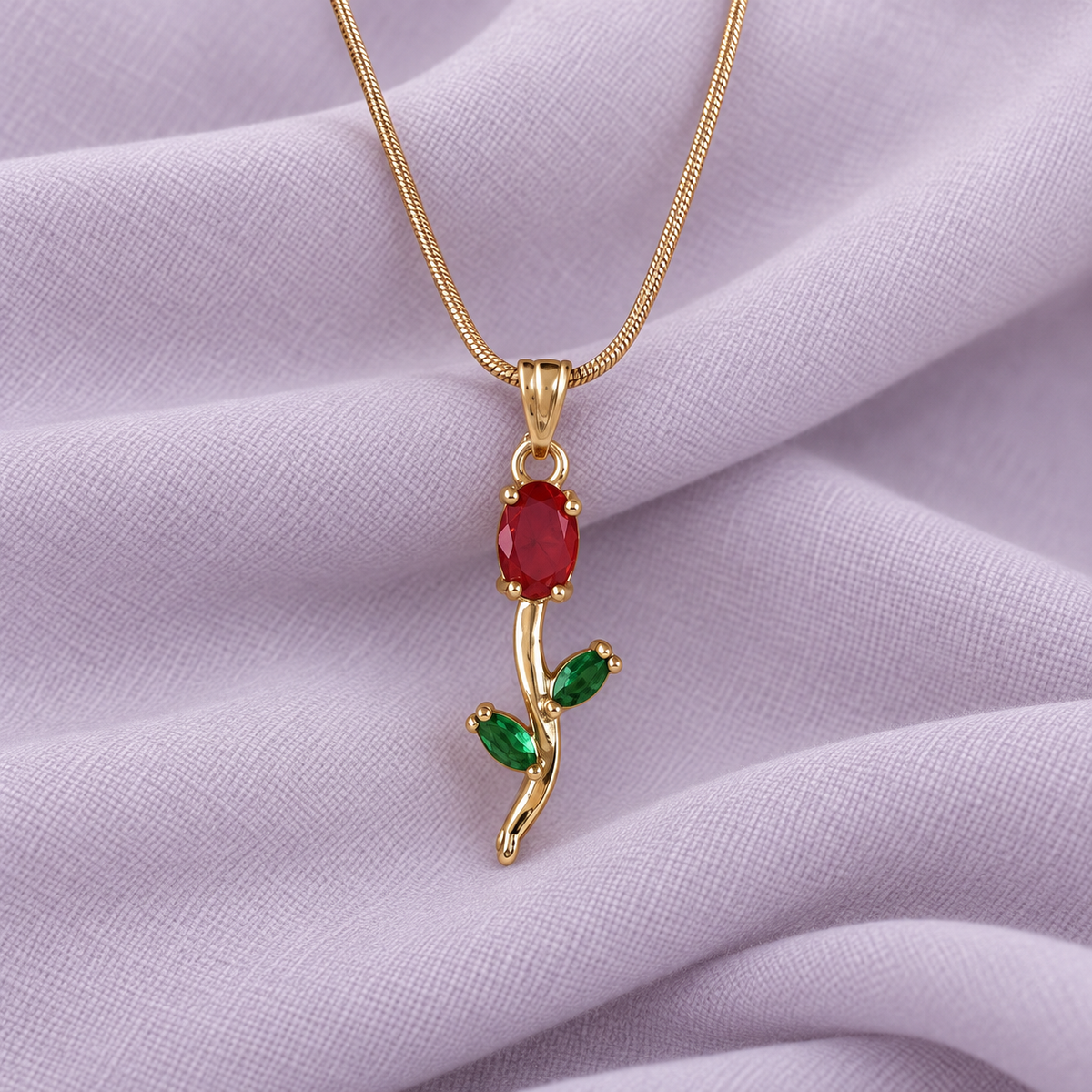 Rose Stem Pendant Necklace - styled view 3 - House of Zainab